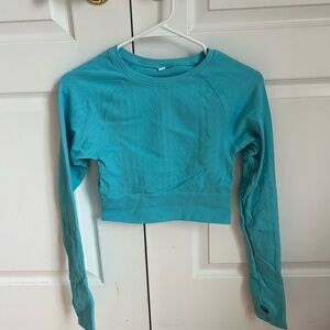 JoyLab Teal Long-Sleeve Athletic Crop Top